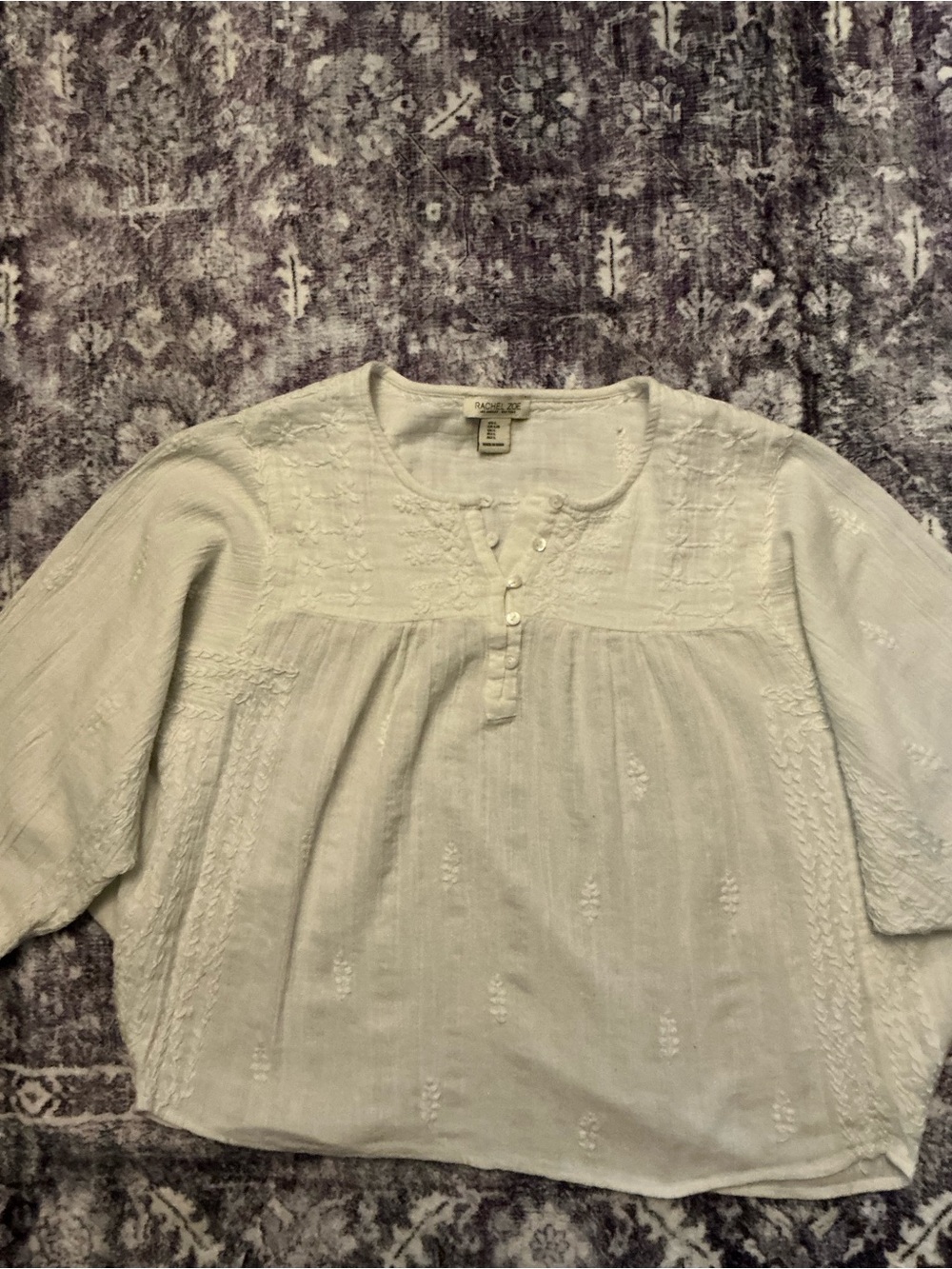 Rachel Zoe Cream Embroidered Peasant Tunic
